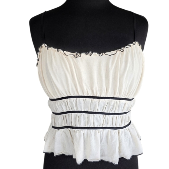 Forever 21 Tops - Forever 21 Cream and Black Camisole Boho Chic Milkmaid Tank Top